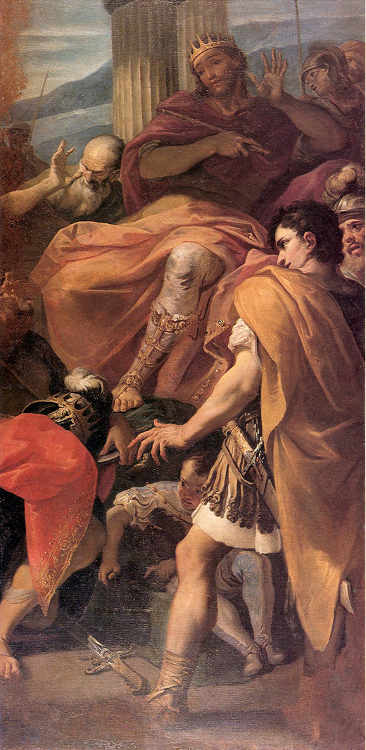 David before the Army of Saul, vintage artwork by Sebastiano Ricci, 12x8" (A4) Poster