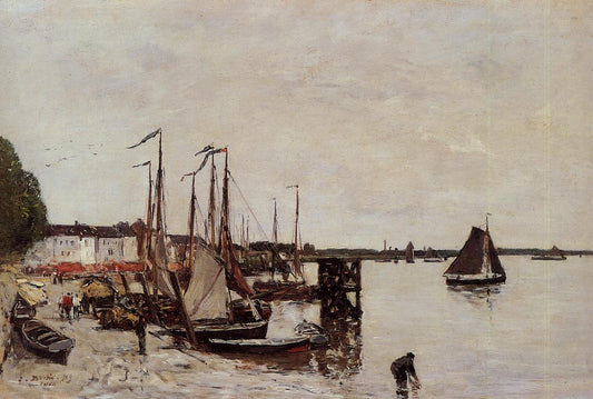 Antwerp, Fishing Boats, vintage artwork by Eugène-Louis Boudin, 12x8" (A4) Poster