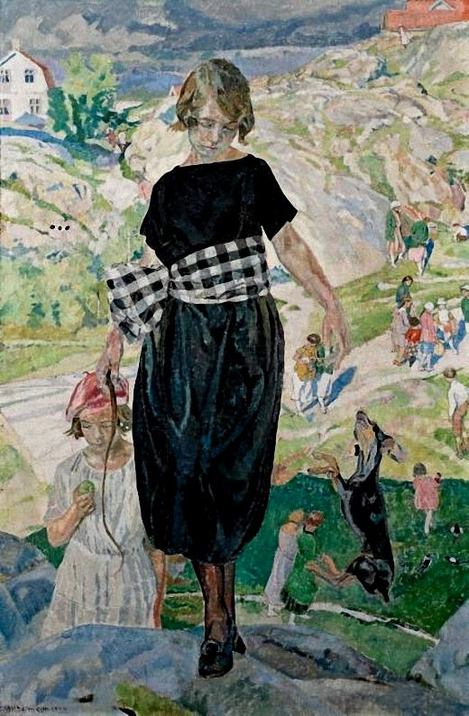 The Jumping Dog, vintage artwork by Carl Wilhelm Wilhelmson, 12x8" (A4) Poster