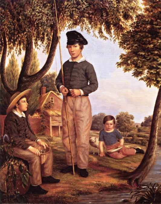 Preparing to Fish, vintage artwork by James A. Cafferty, A3 (16x12") Poster Print