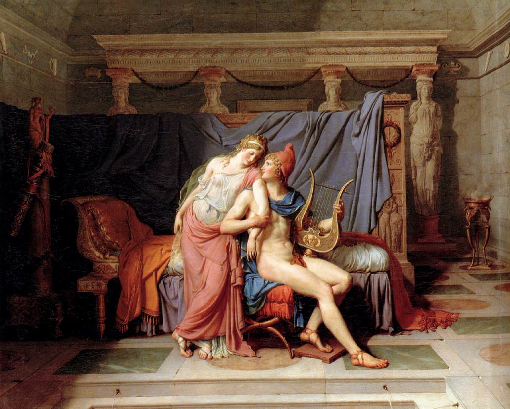 The Love of Paris and Helen, vintage artwork by Jacques-Louis David, 12x8" (A4) Poster