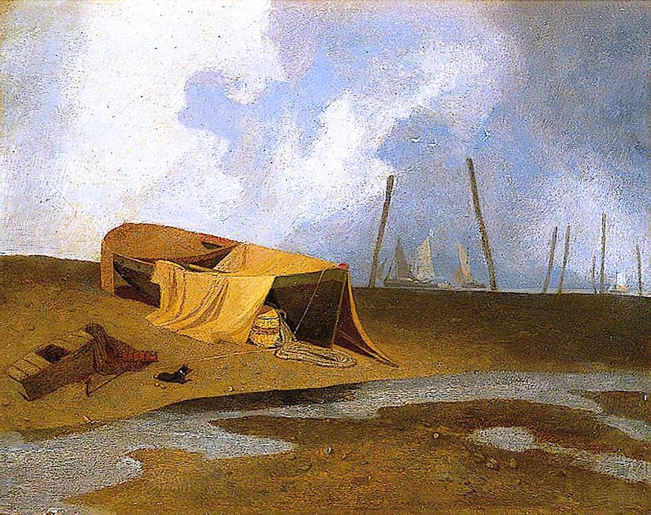 Boats on Cromer Beach, Norfolk, vintage artwork by John Sell Cotman, 12x8" (A4) Poster