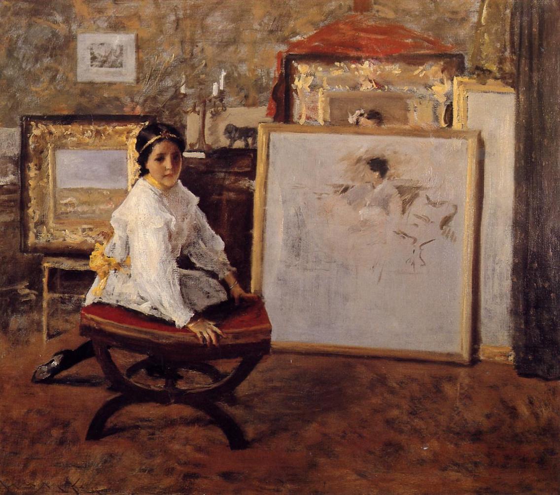 Did You Speak to Me?, vintage artwork by William Merritt Chase, 12x8" (A4) Poster