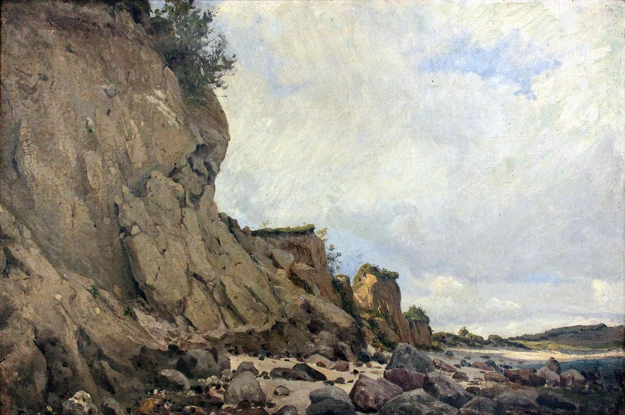 Beach near Mönchsgut, vintage artwork by Hans Feddersen, 12x8" (A4) Poster