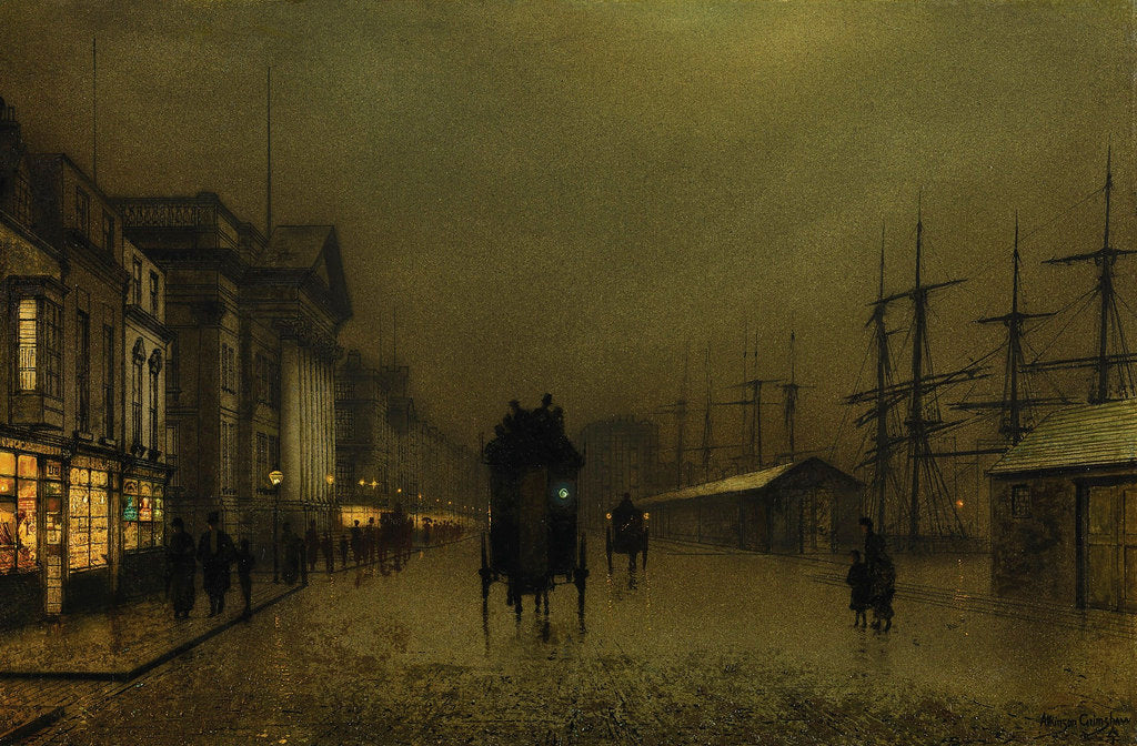 The Docks at Liverpool, vintage artwork by John Atkinson Grimshaw, 12x8" (A4) Poster