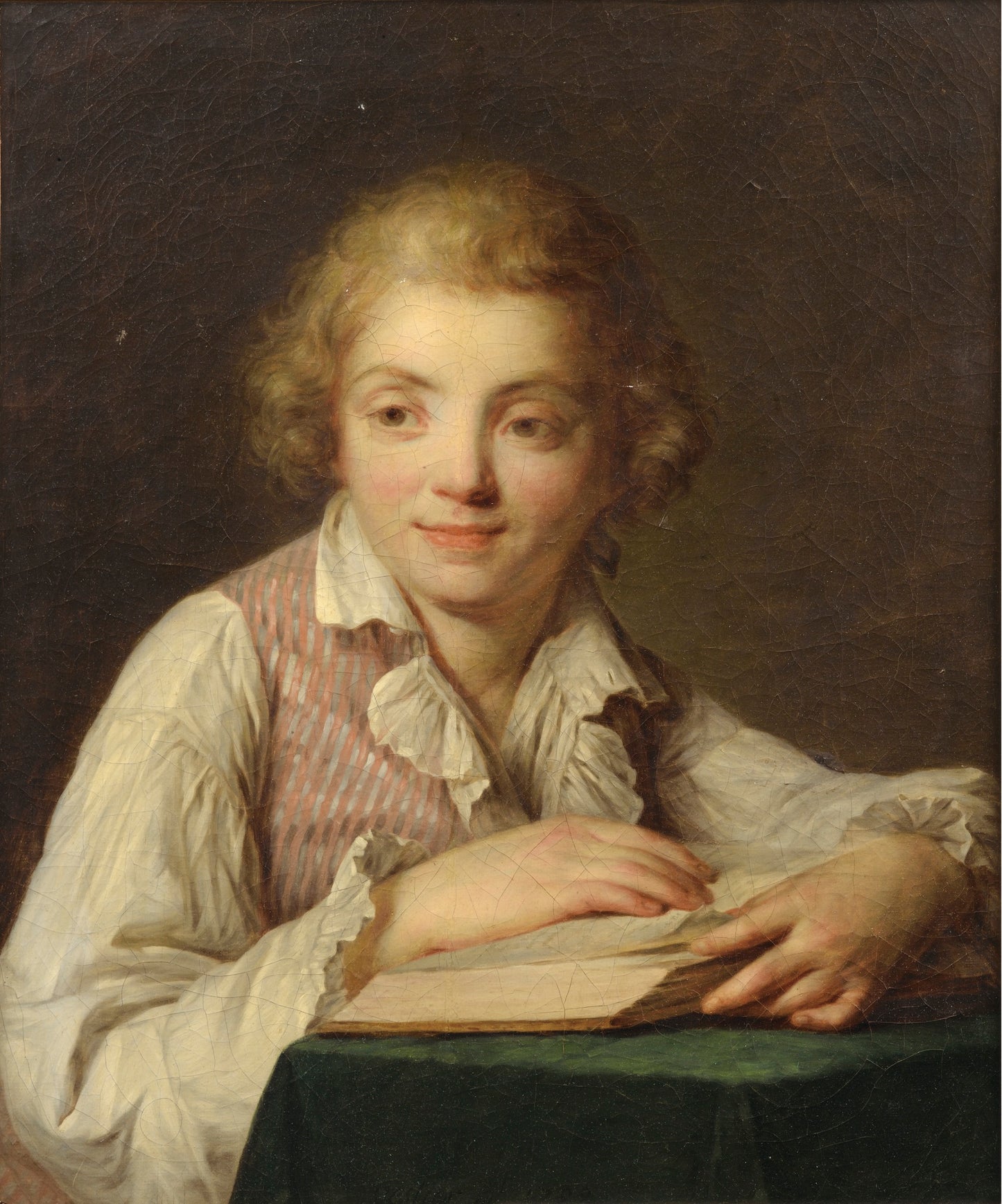 Portrait of the Artist's Son Jean-Rene Vestier, vintage artwork by Antoine Vestier, 12x8" (A4) Poster