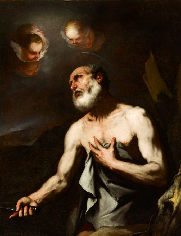 Martyrdom of Saint Bartolomeo, vintage artwork by Luca Giordano, 12x8" (A4) Poster