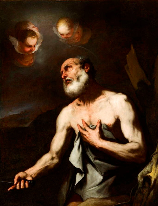 Martyrdom of Saint Bartolomeo, vintage artwork by Luca Giordano, 12x8" (A4) Poster