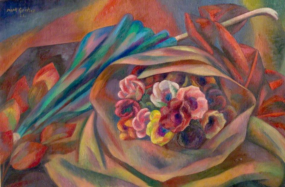 Bouquet and Sunshade by Mark Gertler,16x12(A3) Poster