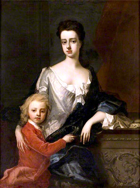 Lady Mary Robartes, with Her Son Henry Robartes, vintage artwork by Michael Dahl, 12x8" (A4) Poster