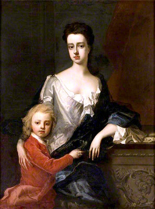 Lady Mary Robartes, with Her Son Henry Robartes, vintage artwork by Michael Dahl, 12x8" (A4) Poster
