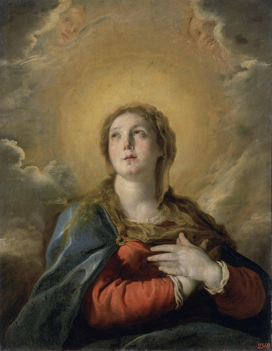 Madonna in Glory, vintage artwork by Domenico Fetti, 12x8" (A4) Poster