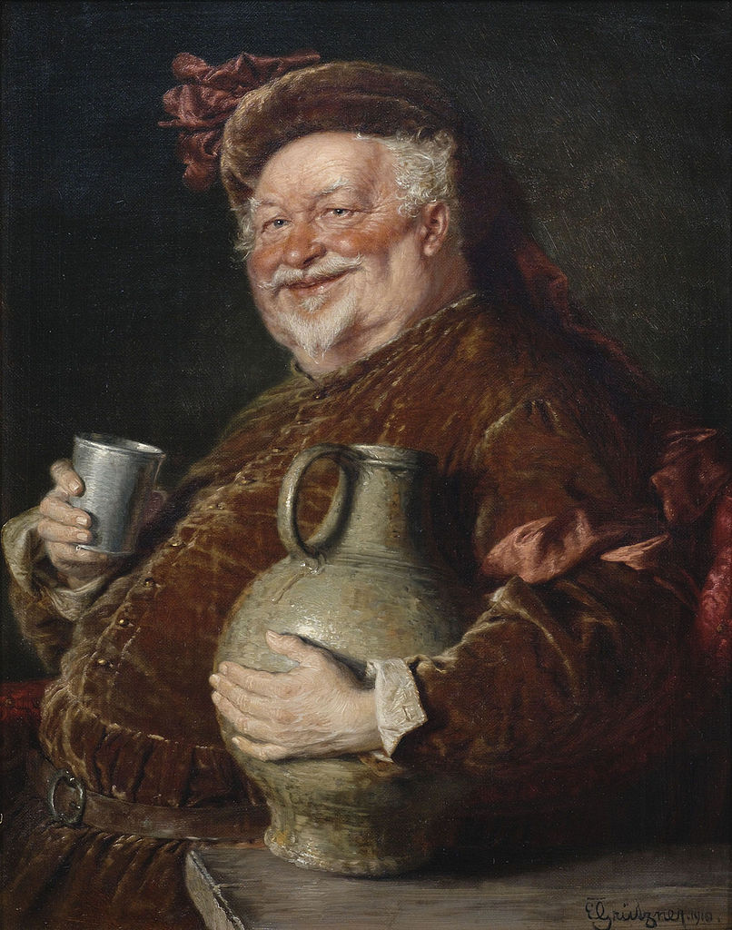 Falstaff with a Wine Jug, vintage artwork by Eduard von Grützner, 12x8" (A4) Poster