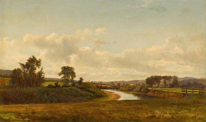 Lancaster New Hampshire Farmland, vintage artwork by David Johnson, 12x8" (A4) Poster