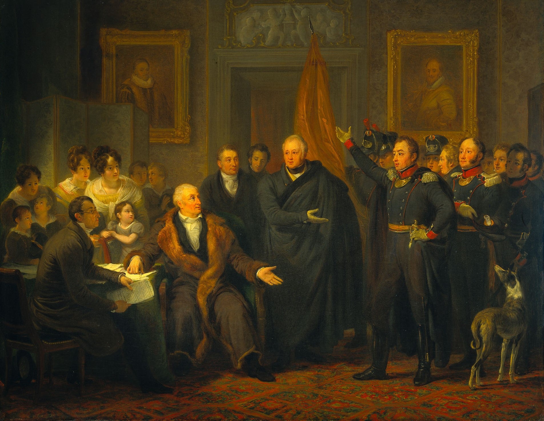 Triumvirate Assuming Power in the Name of the Prince of Orange, 21 November 1813, vintage artwork by Jan Willem Pieneman, 12x8" (A4) Poster