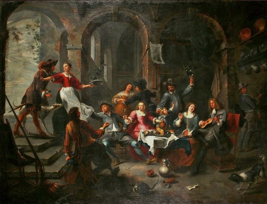 Allegory of the Five Senses, vintage artwork by Willem van Herp the Elder, 12x8" (A4) Poster