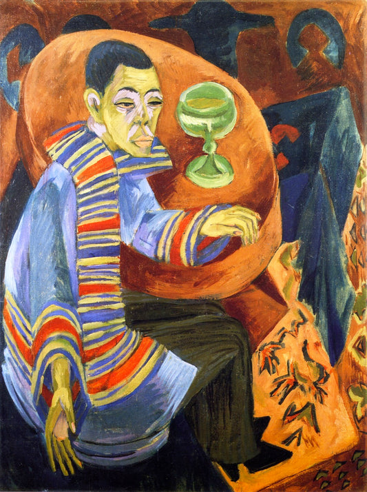 The Drinker, Self-Portrait, vintage artwork by Ernst Ludwig Kirchner, 12x8" (A4) Poster