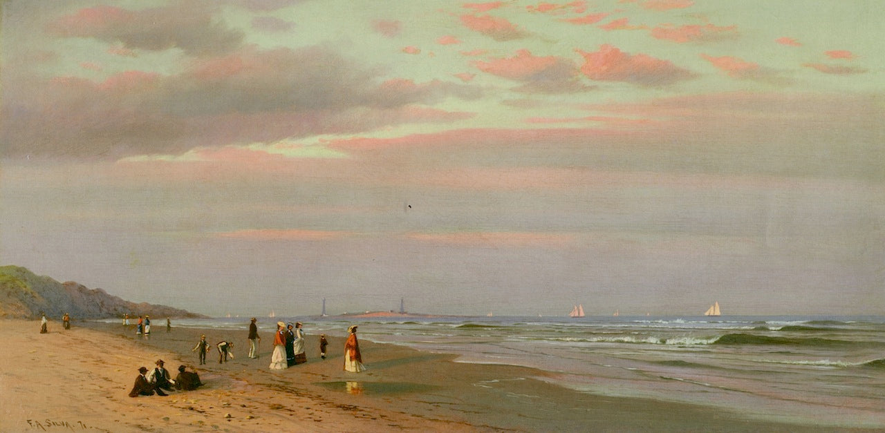 An Afternoon on Long Beach, Gloucester, Massachusetts, vintage artwork by Francis A. Silva, 12x8" (A4) Poster