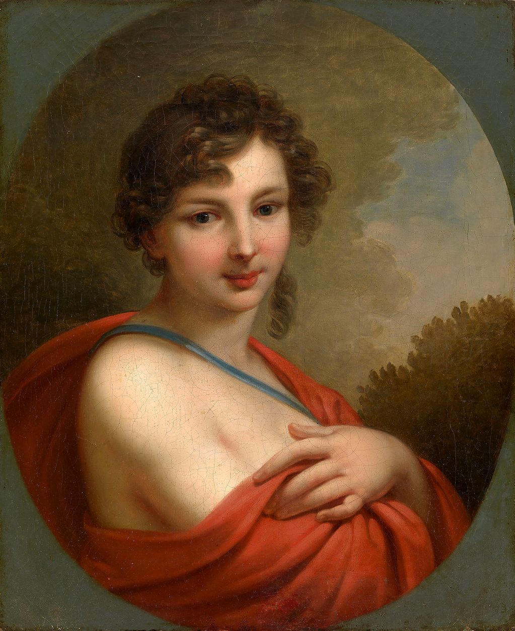 Portrait of Elena Naryshkina, vintage artwork by Johann Baptist Lampi the Younger, 12x8" (A4) Poster