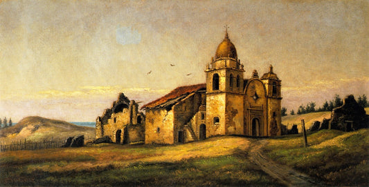 San Carlos Mission (Carmel Mission), vintage artwork by Henry Chapman Ford, 12x8" (A4) Poster