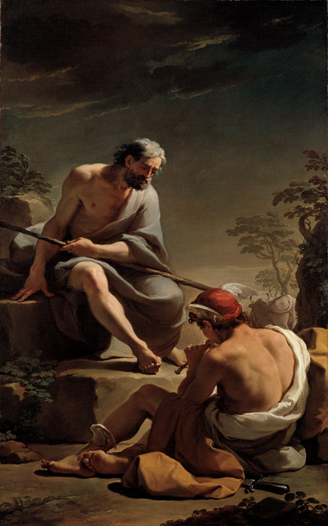Mercury Lulling Argus to Sleep, vintage artwork by Ubaldo Gandolfi, 12x8" (A4) Poster