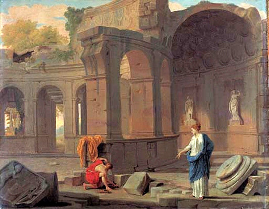 Theseus Recovering his Father's Sword, vintage artwork by Jean Lemaire, 12x8" (A4) Poster