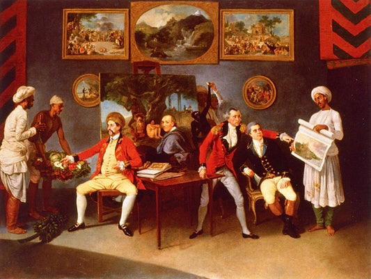 Colonel Antoine Polier, Claude Martin and John Wombwell, vintage artwork by Johann Zoffany, 12x8" (A4) Poster