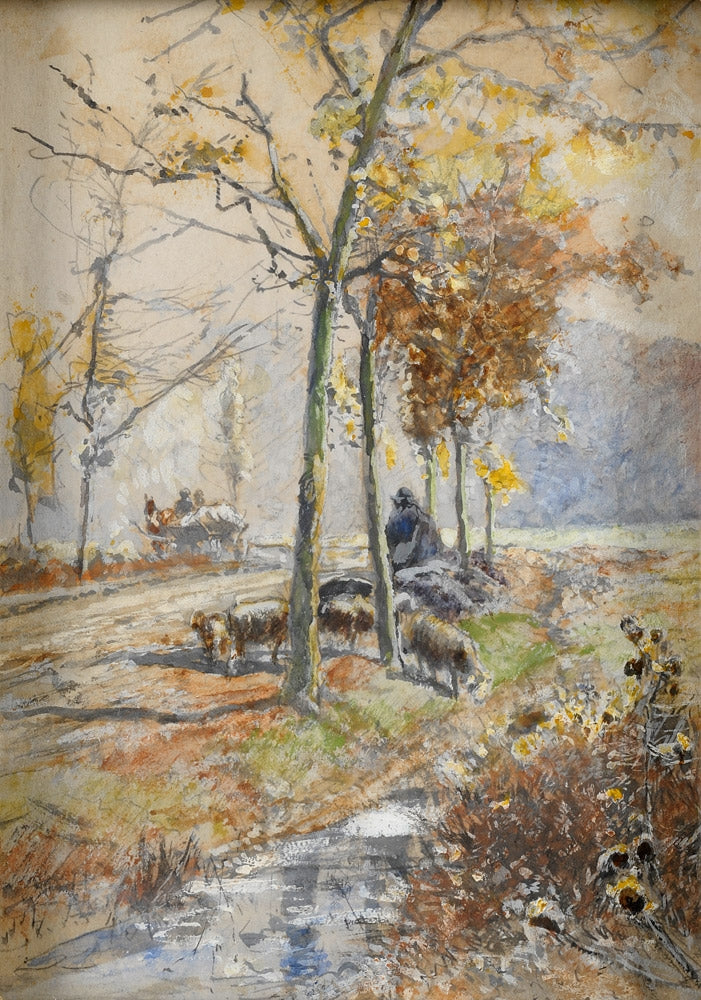 Alley in Autumn by Hugo Muhlig,A3(16x12")Poster