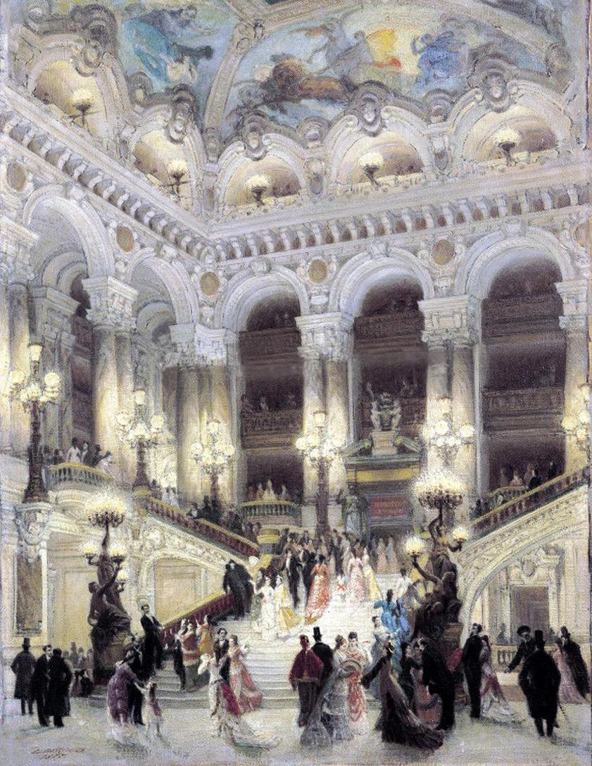 The Staircase of the Opera, vintage artwork by Louis Beroud, 12x8" (A4) Poster