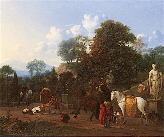 Departure for the Hunt, vintage artwork by Carel Dujardin, 12x8" (A4) Poster