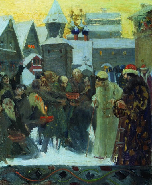The Entry of Czar Ivan the Terrible, vintage artwork by Boris Mikhailovich Kustodiev, 12x8" (A4) Poster
