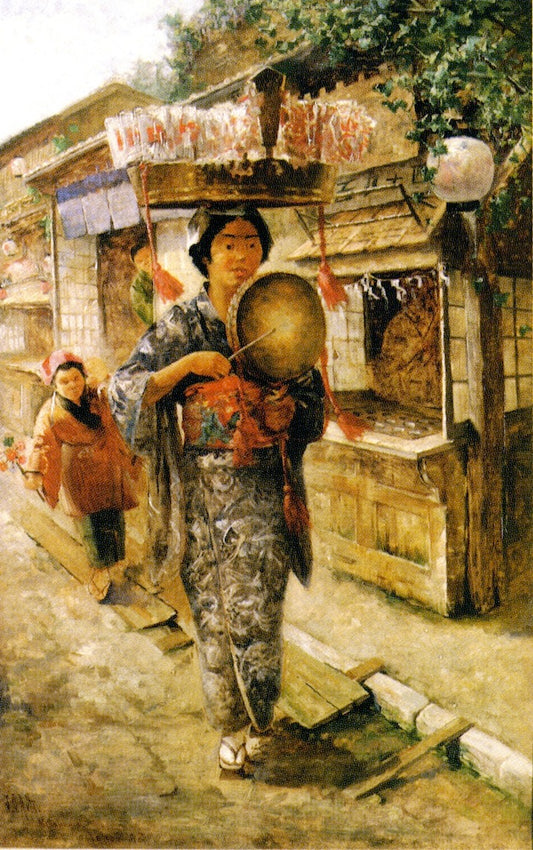 Japanese Street Vendor, vintage artwork by John Charles Arter, 12x8" (A4) Poster