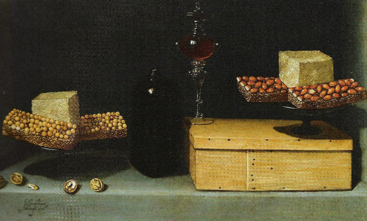Still Life With Nougat, vintage artwork by Juan van der Hamen, 12x8" (A4) Poster