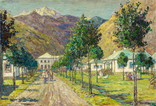Town in Kabardino Balkaria, vintage artwork by Johann Heinrich Vogeler, 12x8" (A4) Poster
