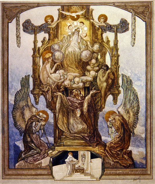 Illustration from Dante's 'Divine Comedy', Paradise, Canto VIII, vintage artwork by Franz Bayros, 12x8" (A4) Poster