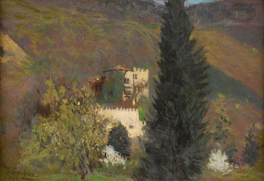 Castle Trautmannsdorff near Merano, vintage artwork by Franz Skarbina, 12x8" (A4) Poster