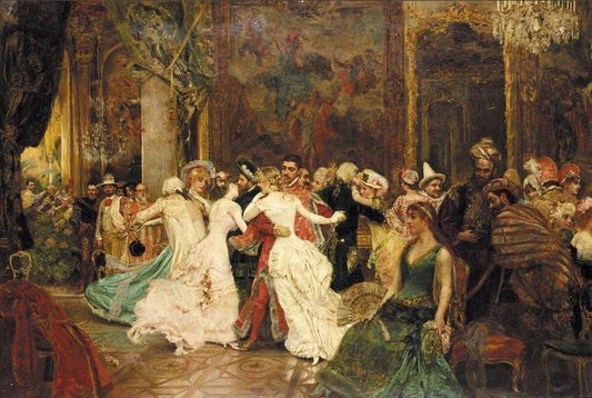 A soiree in Venice, vintage artwork by Rogelio de Egusquiza, 12x8" (A4) Poster