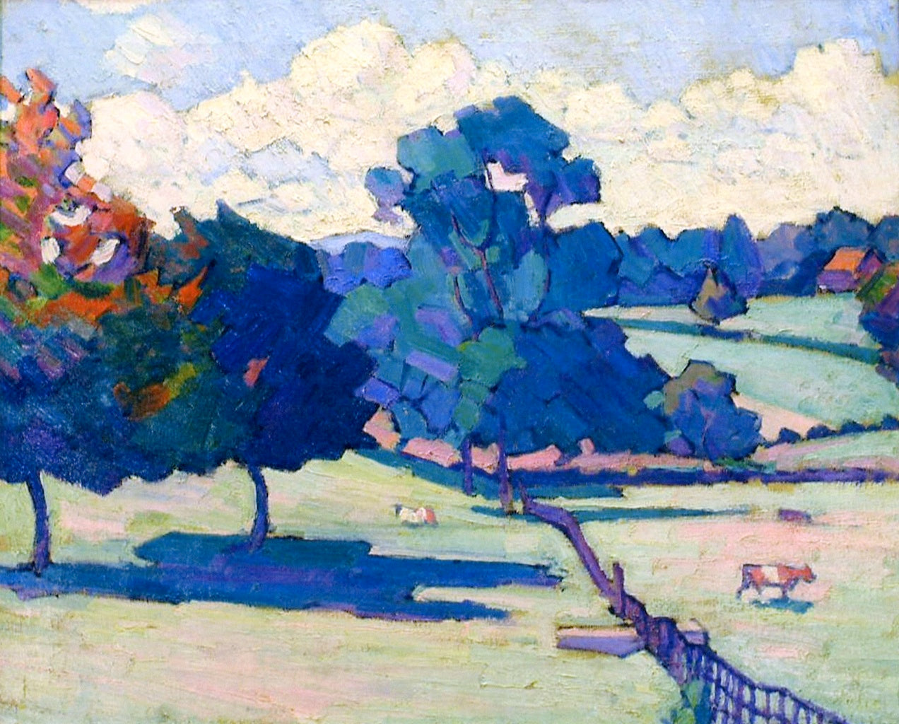 Town Field, Horsgate, vintage artwork by Robert Bevan, 12x8" (A4) Poster
