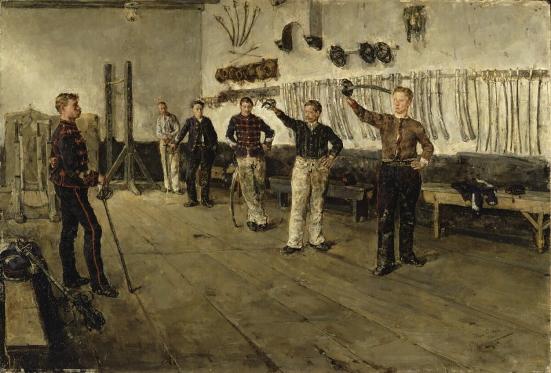 The Fencing Lesson, vintage artwork by Isaac Israels, 12x8" (A4) Poster