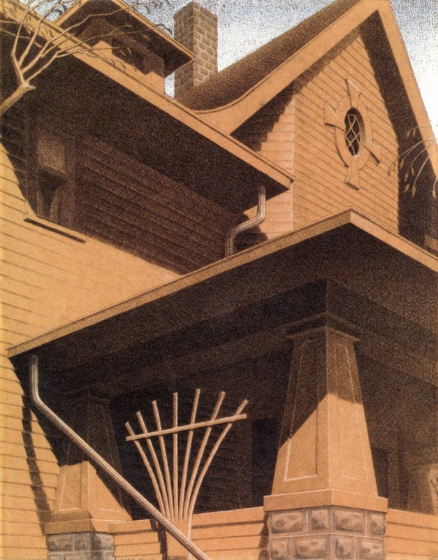 Main Street Mansion by Grant Wood,16x12(A3) Poster