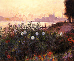 Argenteuil, Flowers by  the Riverbank, vintage artwork by Claude Monet, 12x8" (A4) Poster