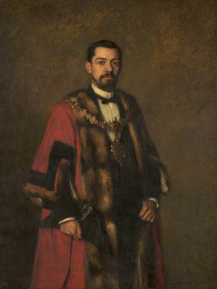 Joseph Burrow, Mayor of Bury, vintage artwork by Charles Haigh Wood, 12x8" (A4) Poster