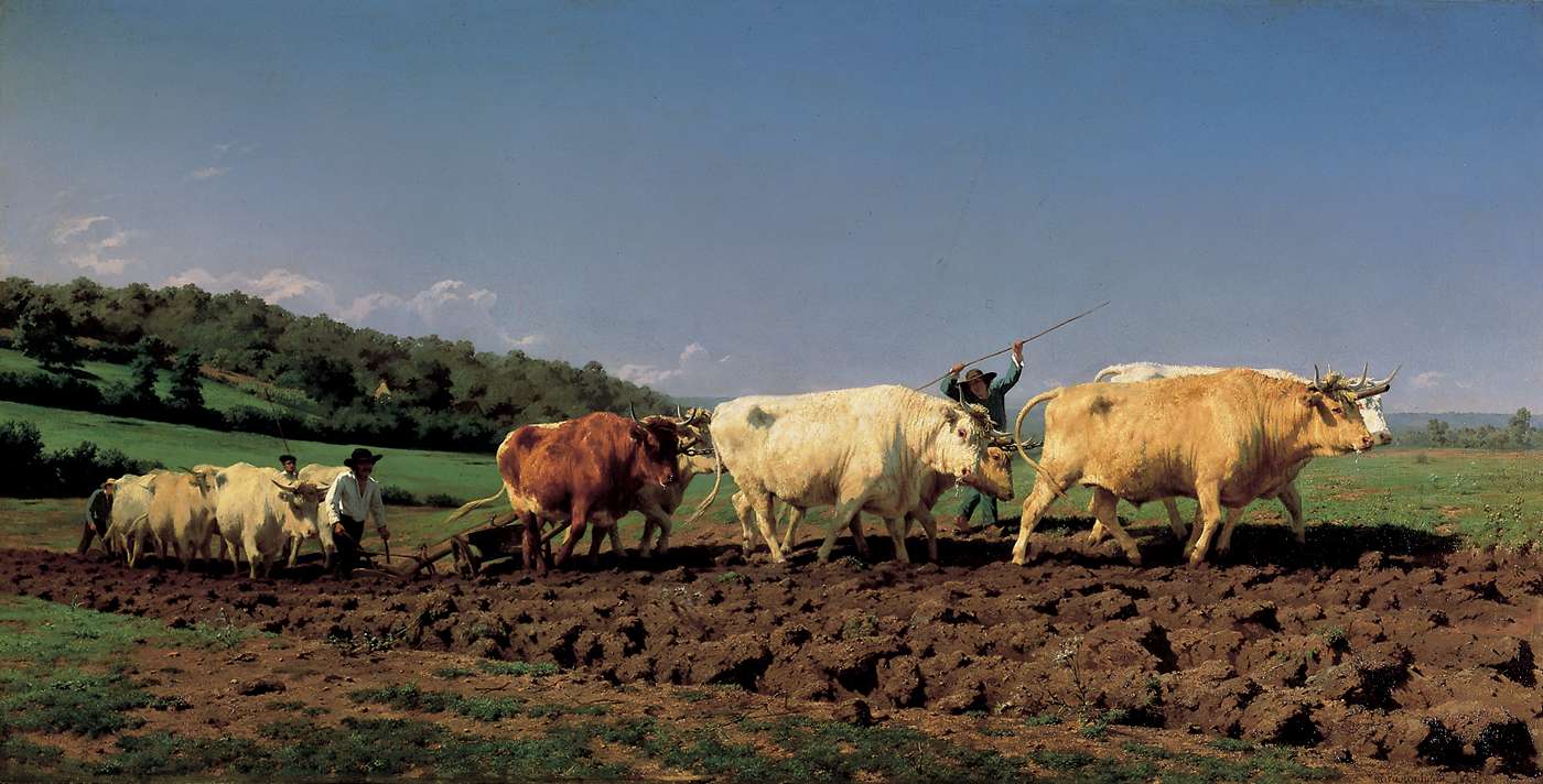 Plowing in the Nivernais, vintage artwork by Rosa Bonheur, 12x8" (A4) Poster