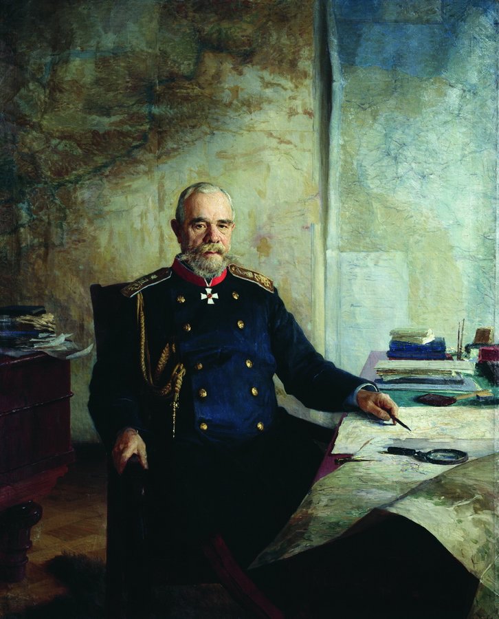 Portrait of Nikolai Obruchev, vintage artwork by Nikolai Aleksandrovich Yaroshenko, 12x8" (A4) Poster