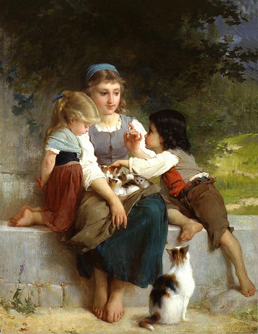 The New Pets, vintage artwork by Émile Munier, 12x8" (A4) Poster