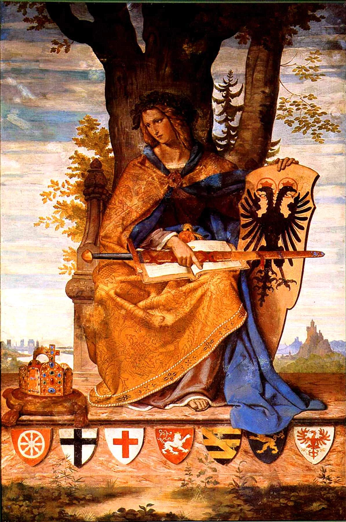 Allegorical figure of Germania, vintage artwork by Philipp Veit, A3 (16x12") Poster Print