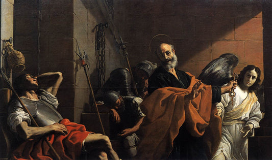 Release of Saint Peter from Prison, vintage artwork by Mattia Preti, 12x8" (A4) Poster