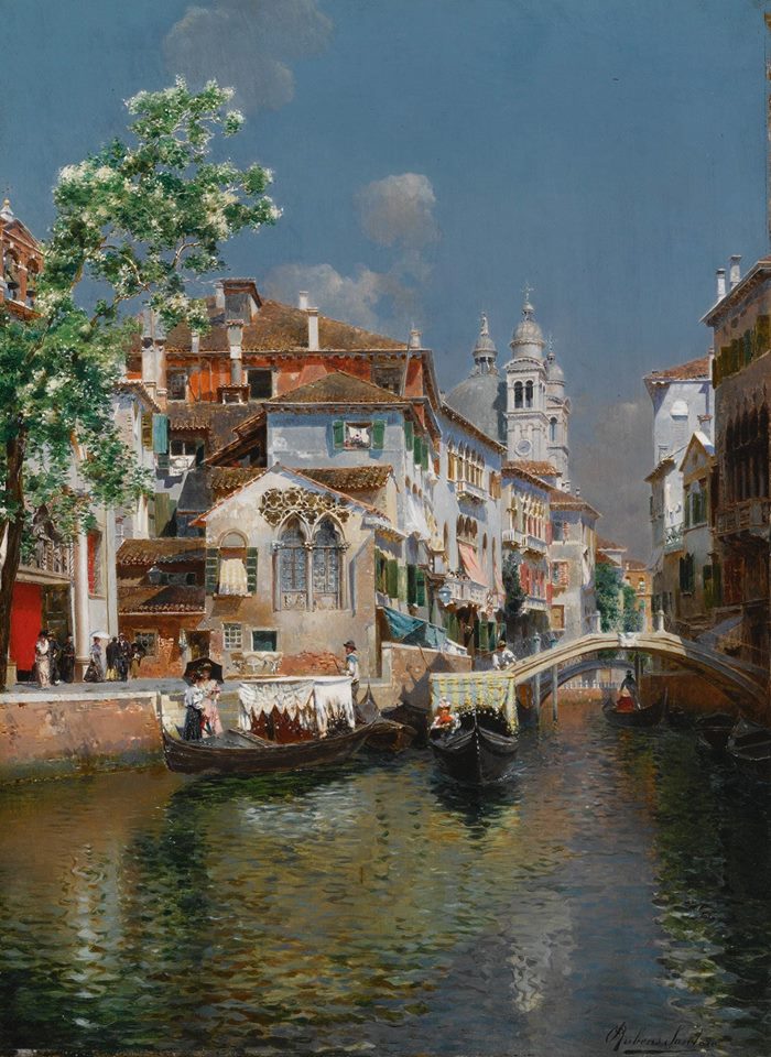 , Santa Maria Della Salute in the distance by Rubens Santoro,A3(16x12