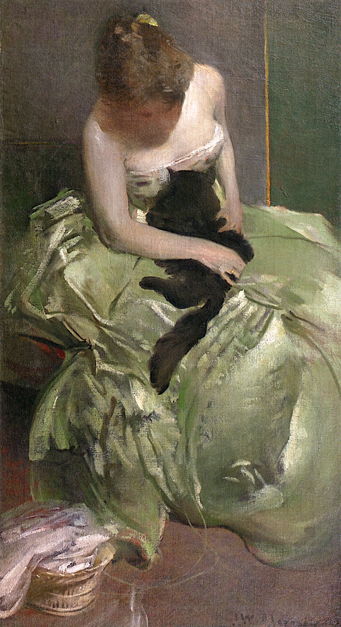 The Black Cat, vintage artwork by John White Alexander, 12x8" (A4) Poster