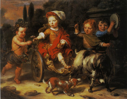 William Woutersz. Oorthoorn in a Goat-cart, vintage artwork by Gerbrand van den Eeckhout, 12x8" (A4) Poster